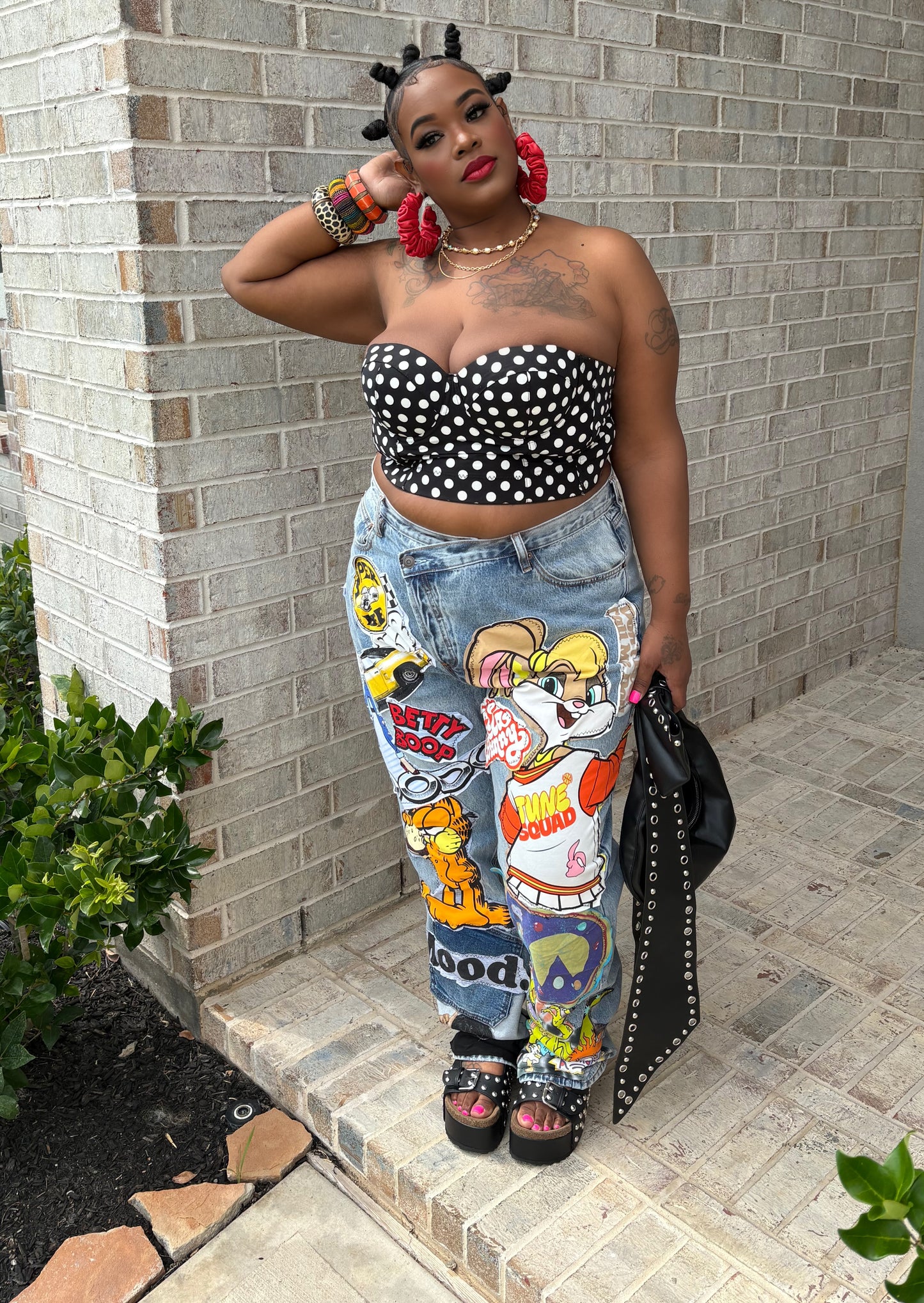 Ashley Brown Custom Lola jeans/bum bag orange