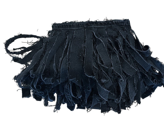 Black Denim Fringe Handbag