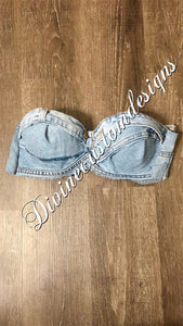 Custom Denim Patchwork Bralette