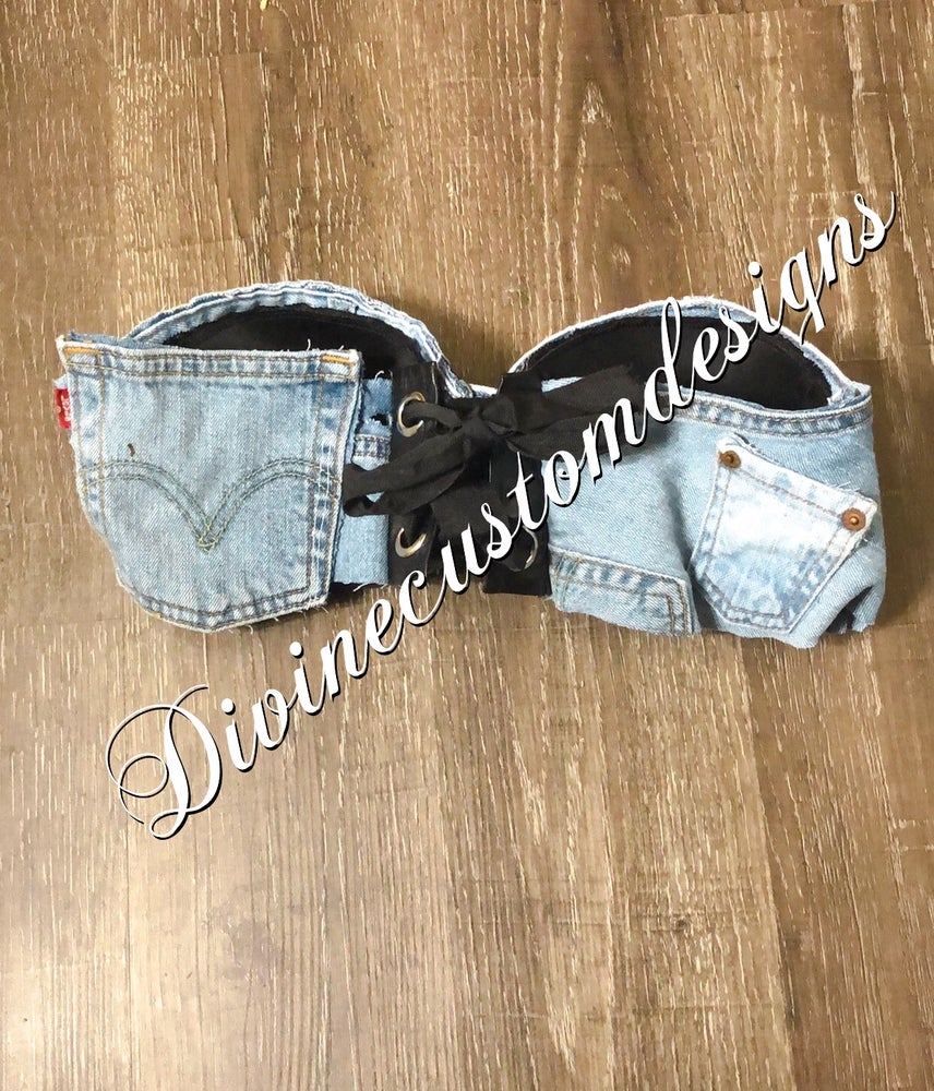 Custom Denim Patchwork Bralette